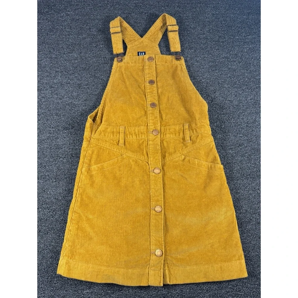 Gap Skirtall Girls Large Gold/Mustard Corduroy Button Down Overall Jumper Dress